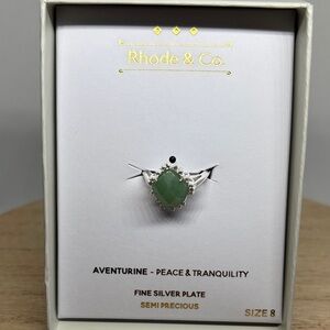 Green Aventurine Silver-Plated Ring - Size 8